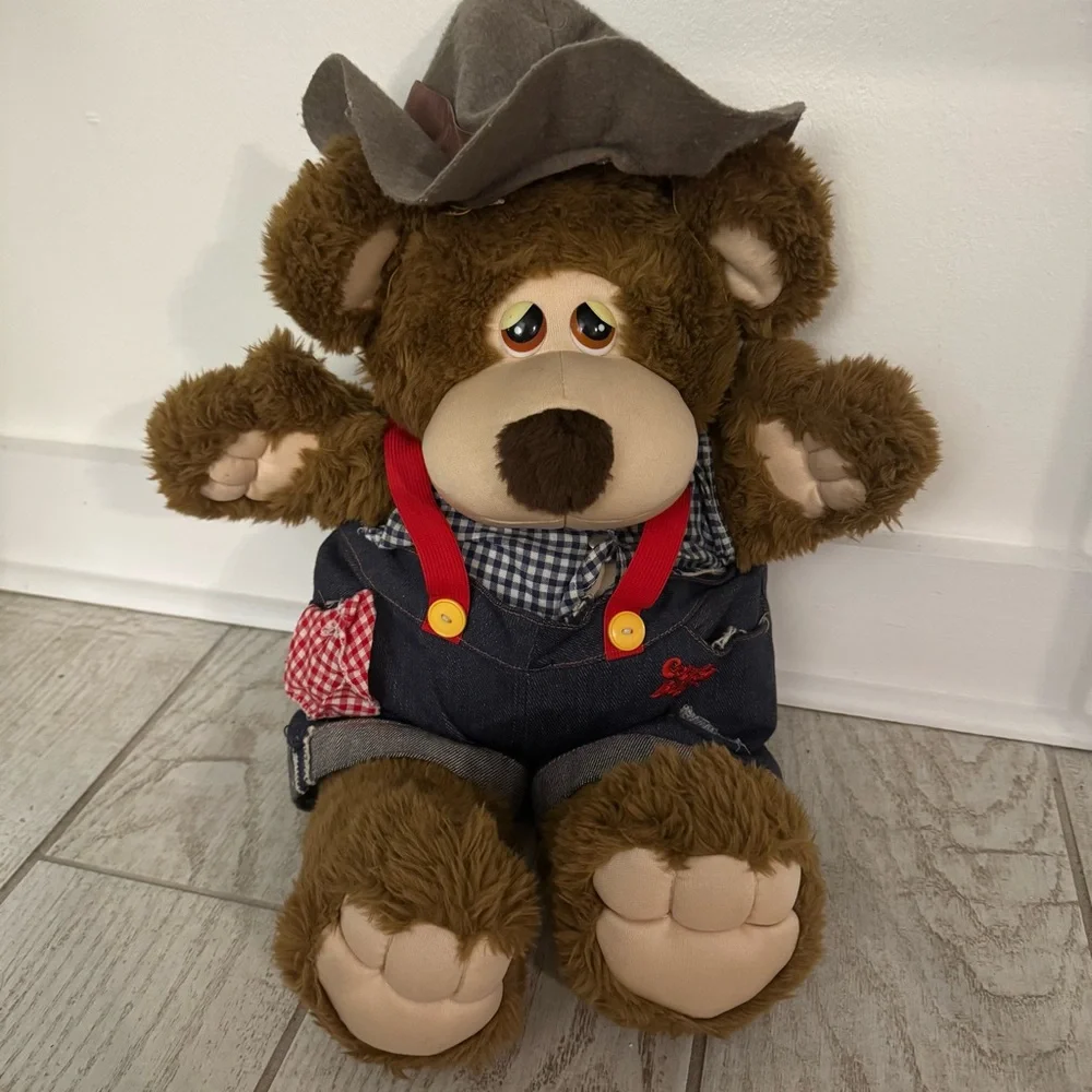 Country Bears Vintage 1985 Plush 16” Uncle Tyler‎ Marchon Suspenders Overalls